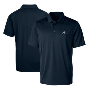 Men's Cutter & Buck Navy Atlanta Braves Prospect Textured Stretch Big & Tall Polo