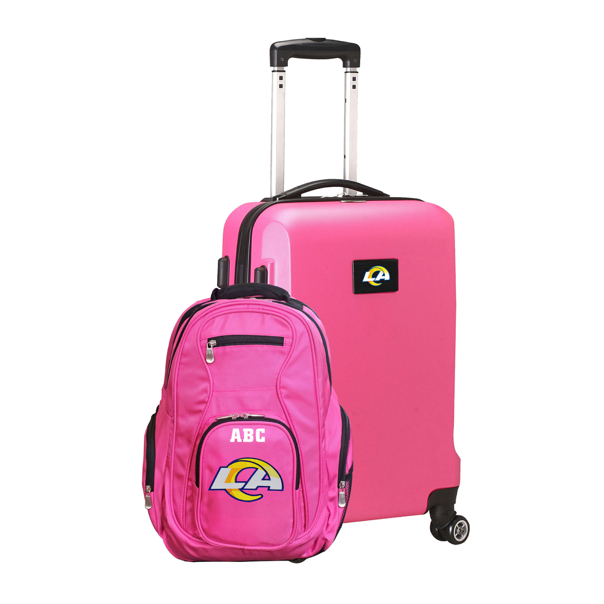 MOJO Pink Los Angeles Rams Personalized Deluxe 2-Piece Backpack & Carry-On Set - Image 2