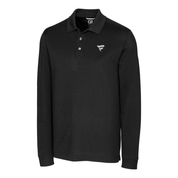 Men's Cutter & Buck Black Fanatics Corporate Advantage DryTec Pique Long Sleeve Polo - Image 6