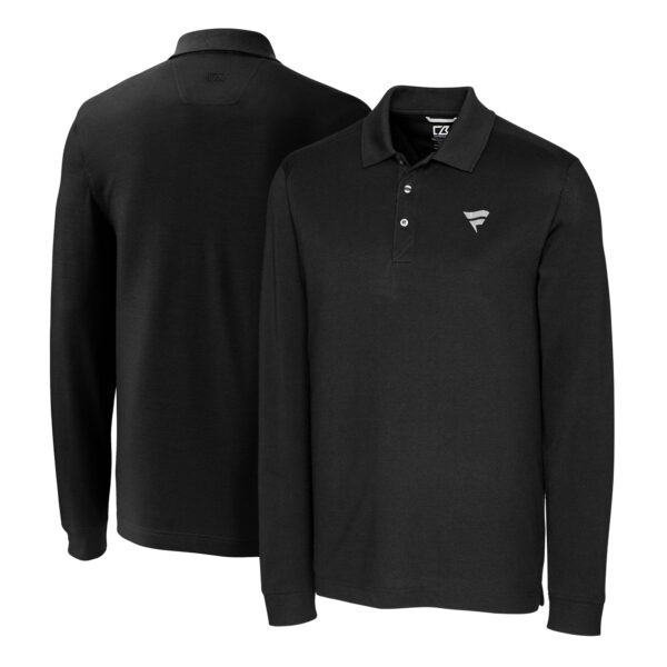 Men's Cutter & Buck Black Fanatics Corporate Advantage DryTec Pique Long Sleeve Polo