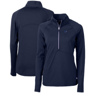 Women's Cutter & Buck Navy Cincinnati Bengals Adapt Eco Knit Stretch Recycled Half-Zip Pullover Top