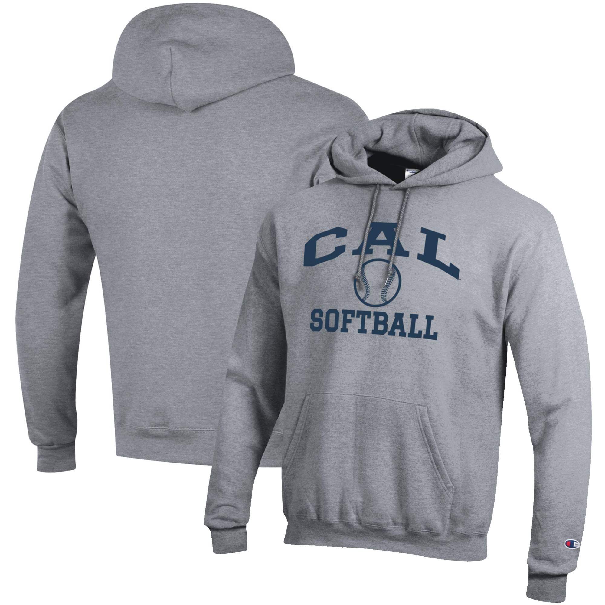 Men's Champion Gray Cal Bears Softball Icon Pullover Hoodie