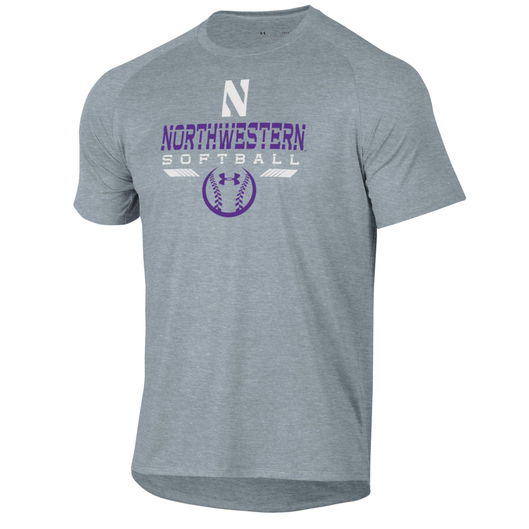 Men's Under Armour Gray Northwestern Wildcats Softball Icon Raglan Performance T-Shirt - Image 3
