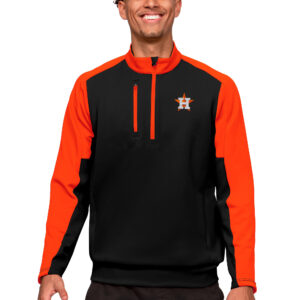 Men's Antigua Black Houston Astros Team Quarter-Zip Pullover Top