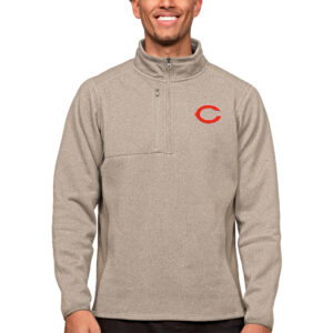 Men's Antigua Oatmeal Chicago Bears Course Quarter-Zip Pullover Top