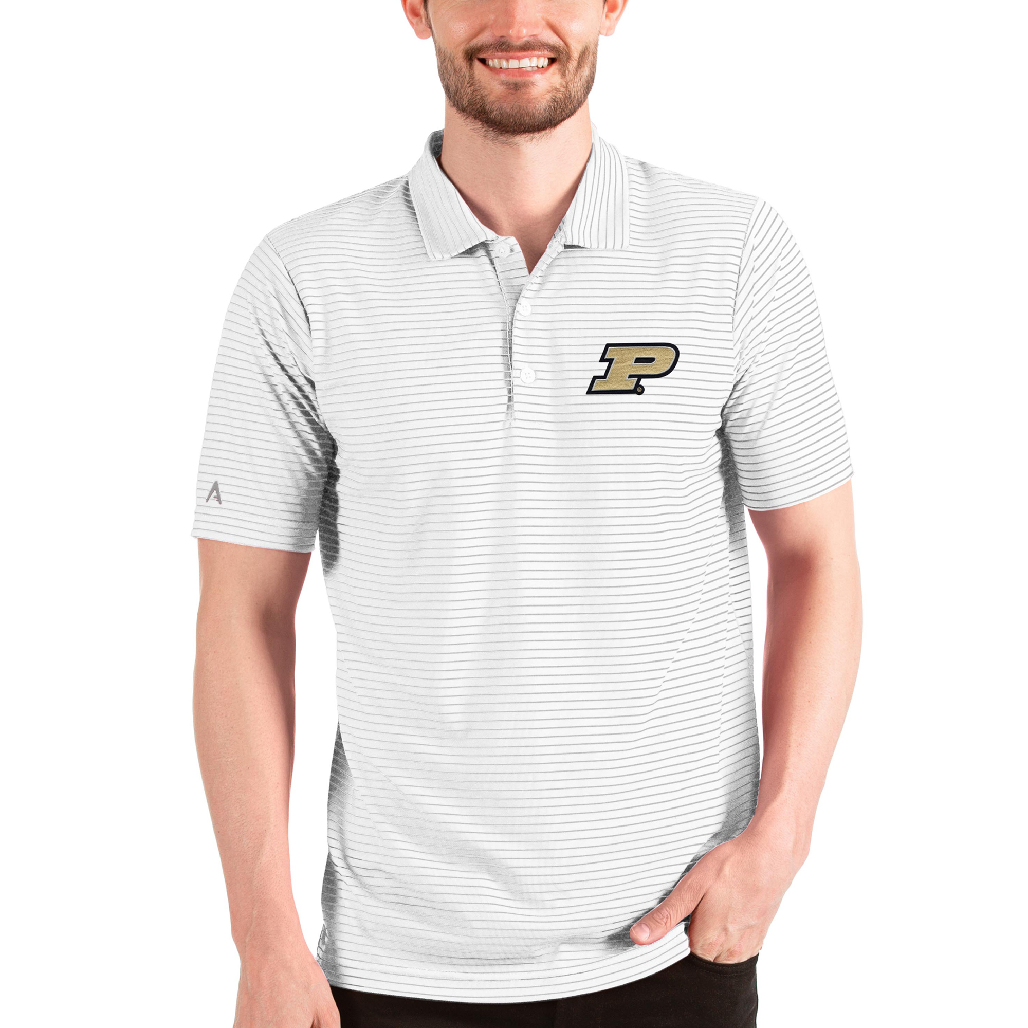 Men's Antigua White/Silver Purdue Boilermakers Esteem Polo