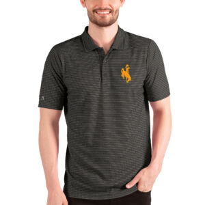 Men's Antigua Heathered Black/Silver Wyoming Cowboys Esteem Polo