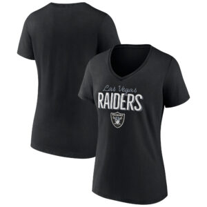 Women's Black Las Vegas Raiders Nostalgia V-Neck T-Shirt