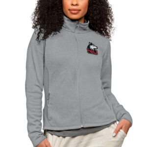 Women's Antigua Heather Gray Northern Illinois Huskies Course Full-Zip Jacket