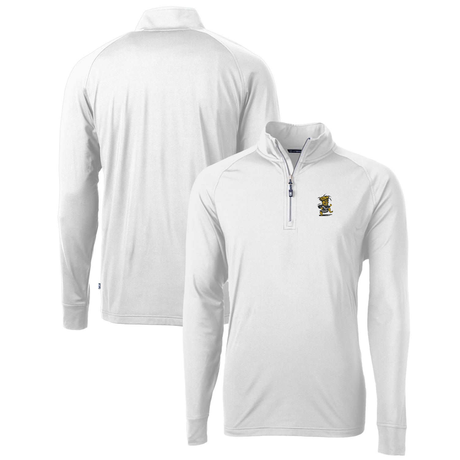 Men's Cutter & Buck White Wichita State Shockers Adapt Eco Knit Stretch Recycled Quarter-Zip Pullover Top - Image 2