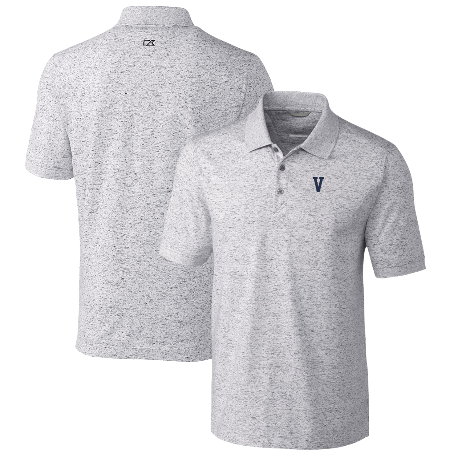 Men's Cutter & Buck Steel Villanova Wildcats Advantage Space Dye Tri-Blend Polo