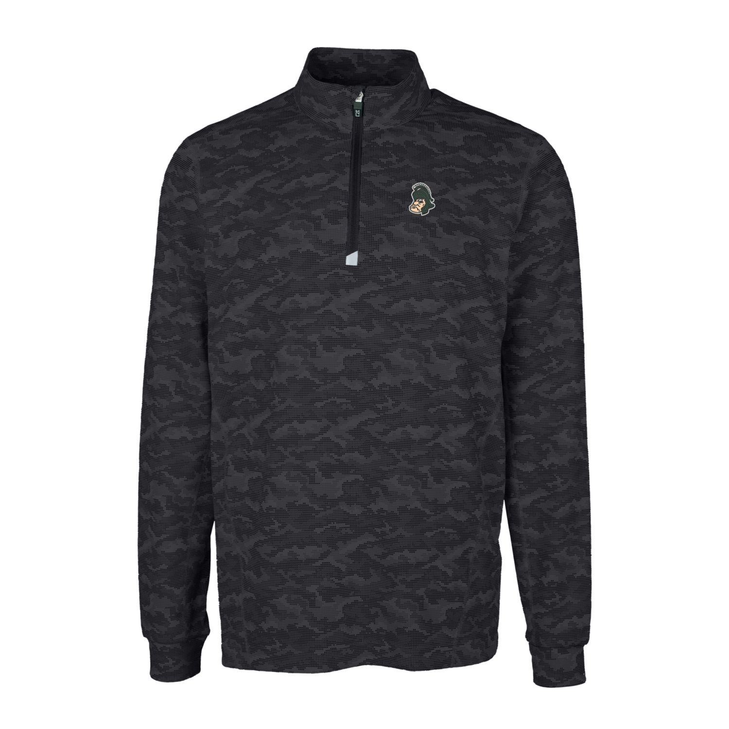 Men's Cutter & Buck Black Michigan State Spartans Vault Traverse Camo Print Stretch Quarter-Zip Pullover Top - Image 6