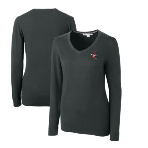 Women's Cutter & Buck Heather Charcoal Louisville Cardinals Lakemont Tri-Blend V-Neck Pullover Sweater