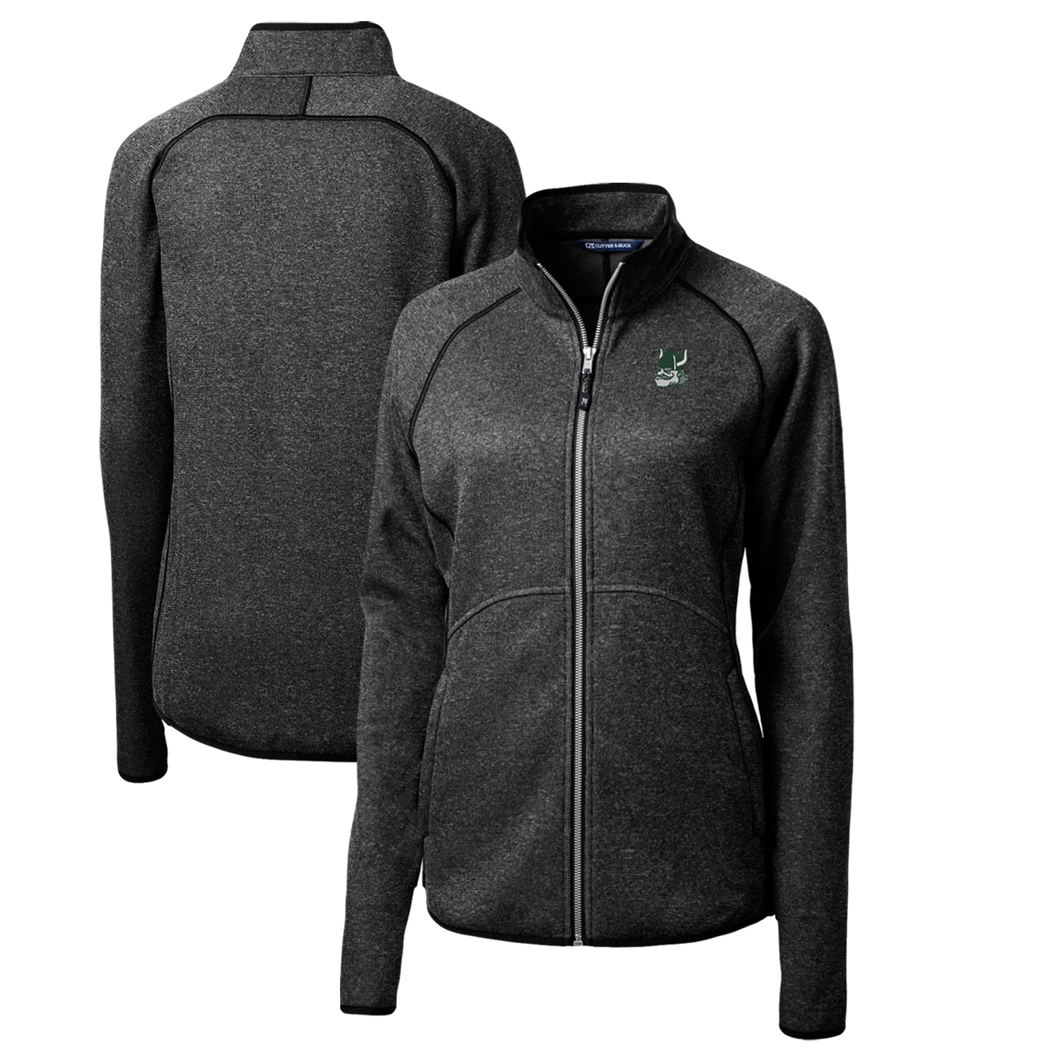 Women's Cutter & Buck Heather Charcoal Portland State Vikings Mainsail Sweater-Knit Full-Zip Jacket