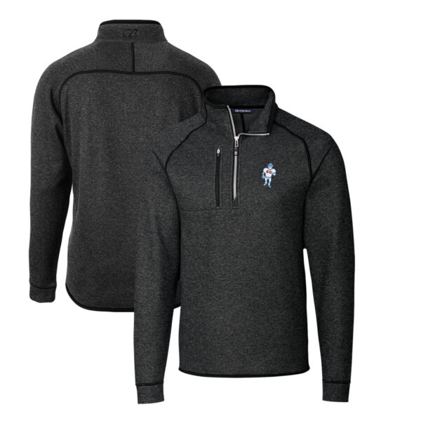 Men's Cutter & Buck Heather Charcoal Houston Oilers Mainsail Sweater-Knit Big & Tall Half-Zip Pullover Jacket