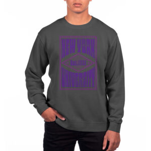 Men's Uscape Apparel Black NYU Violets Pigment Dyed Fleece Crewneck Sweatshirt