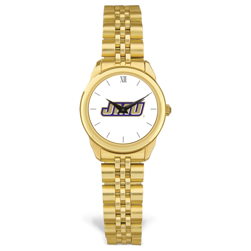Women's Gold James Madison Dukes Logo Medallion Rolled Link Bracelet Wristwatch