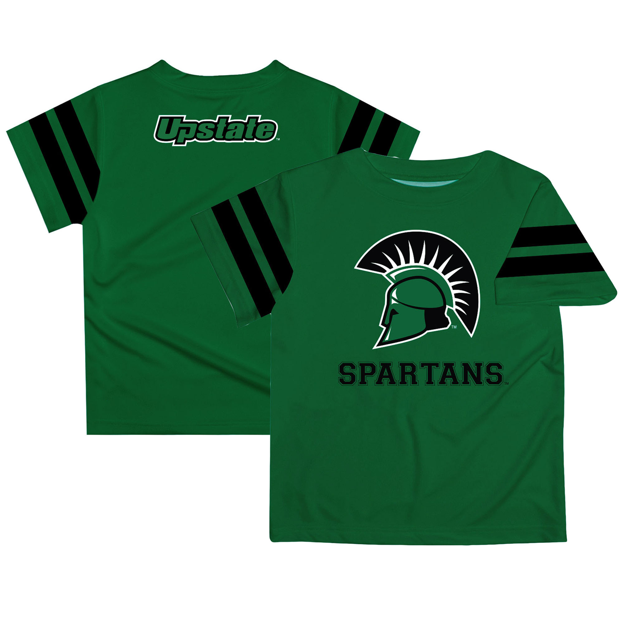 Youth Green USC Upstate Spartans Team Logo Stripes T-Shirt - Image 5