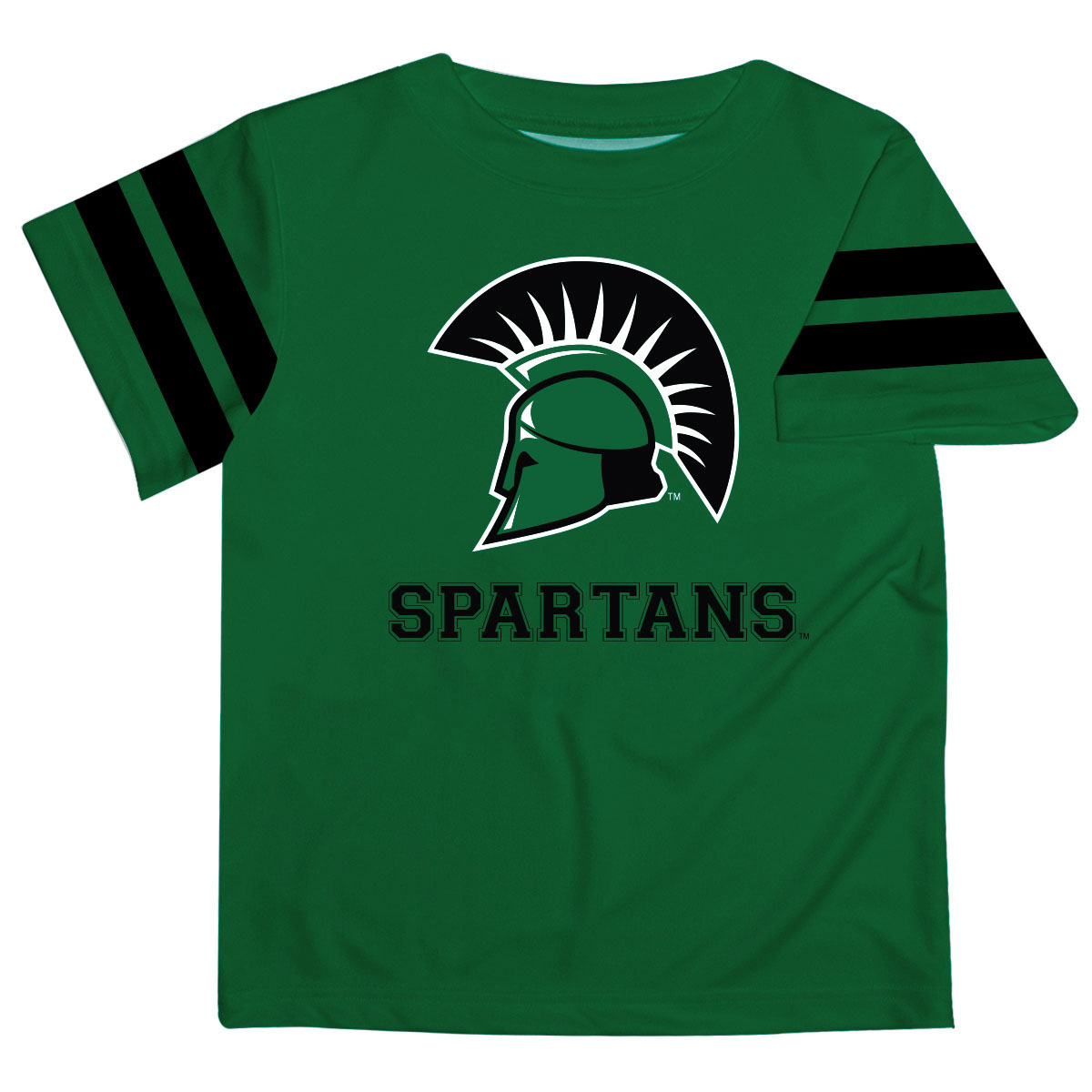 Youth Green USC Upstate Spartans Team Logo Stripes T-Shirt - Image 6