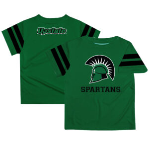 Youth Green USC Upstate Spartans Team Logo Stripes T-Shirt