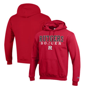 Men's Champion Scarlet Rutgers Scarlet Knights Soccer Stack Logo Powerblend Pullover Hoodie