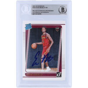 Evan Mobley Cleveland Cavaliers Autographed 2021-22 Panini Donruss Rated Rookie #225 Beckett Fanatics Witnessed Authenticated Rookie Card