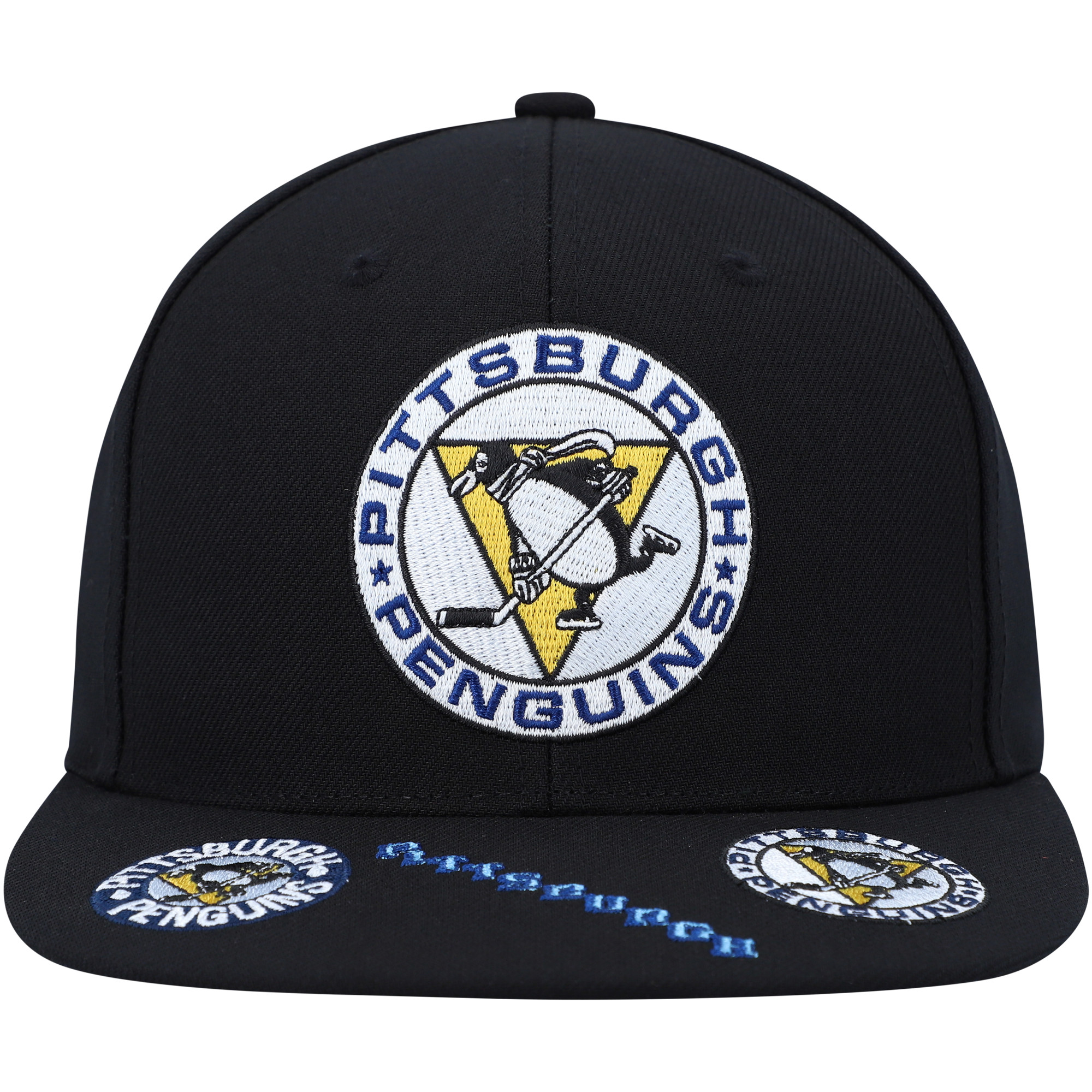 Men's Mitchell & Ness Black Pittsburgh Penguins Vintage Hat Trick Snapback Hat - Image 3
