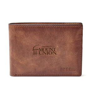 Mount Union Purple Raiders Fossil Leather Derrick Front Pocket Bifold Wallet