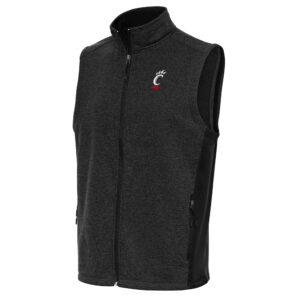 Men's Antigua  Heather Black Cincinnati Bearcats Course Full-Zip Vest