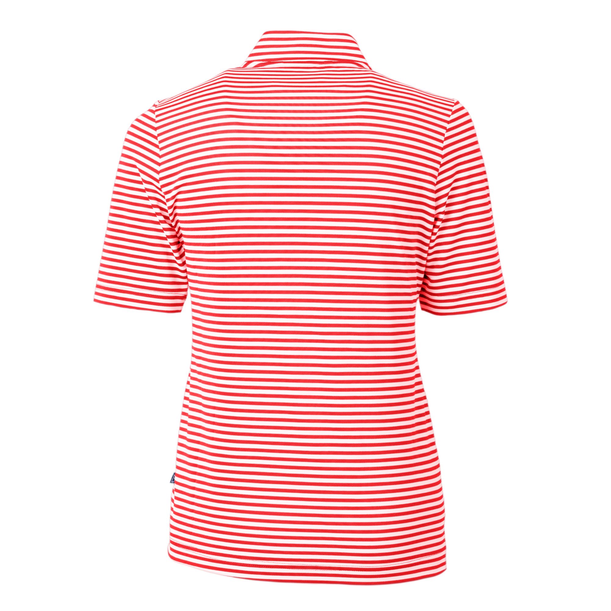 Women's Cutter & Buck Red Cleveland Guardians Virtue Eco Pique Stripe Top - Image 4