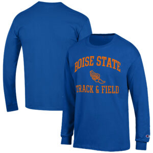 Men's Champion  Royal Boise State Broncos Track & Field Icon Long Sleeve T-Shirt