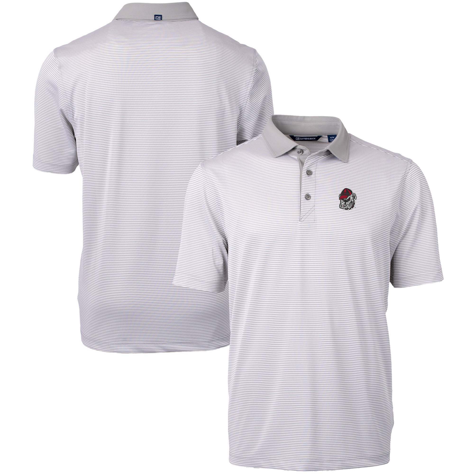 Men's Cutter & Buck Gray/White Georgia Bulldogs Big & Tall Virtue Eco Pique Micro Stripe Recycled Polo - Image 5