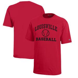Youth Champion  Red Louisville Cardinals Icon Logo Baseball T-Shirt