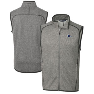 Men's Cutter & Buck  Gray UTSA Roadrunners  Mainsail Sweater Knit Fleece Full-Zip Vest