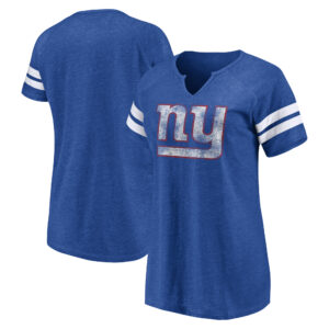 Women's Fanatics Royal New York Giants Plus Size Raglan Notch Neck T-Shirt