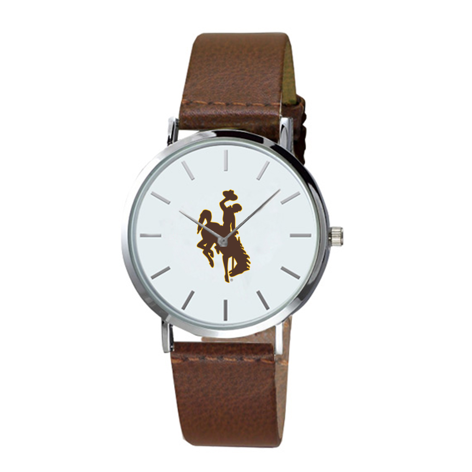 Men's Brown Wyoming Cowboys Plexus Leather Watch