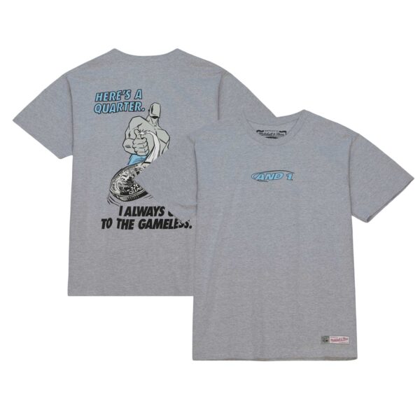 Men's Mitchell & Ness  Heather Gray And 1 Gameless T-Shirt - Image 7