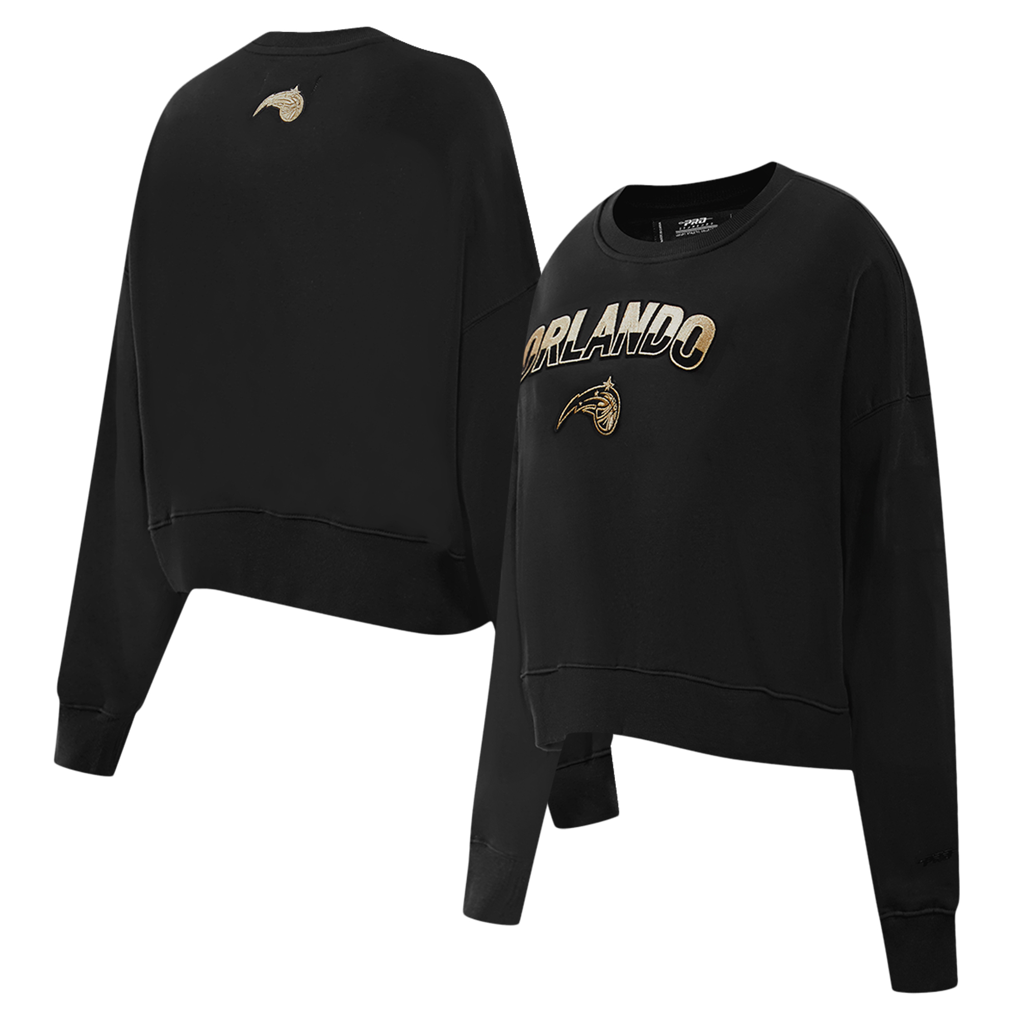 Women's Pro Standard Black Orlando Magic Glam Cropped Pullover Sweatshirt - Image 4