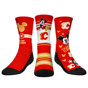 Youth Rock Em Socks Mickey Mouse Red Calgary Flames Three-Pack Crew Socks Set