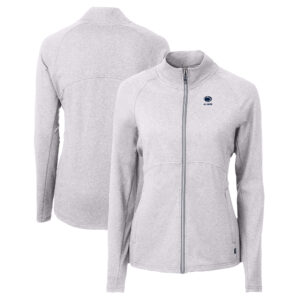 Women's Cutter & Buck  Heather Gray Penn State Nittany Lions Alumni Adapt Eco Knit Heather Recycled Full-Zip Jacket