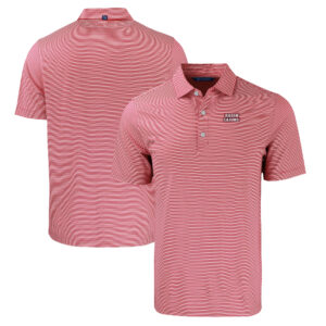 Men's Cutter & Buck Cardinal Louisiana Ragin' Cajuns Forge Eco Double Stripe Stretch Recycled Polo