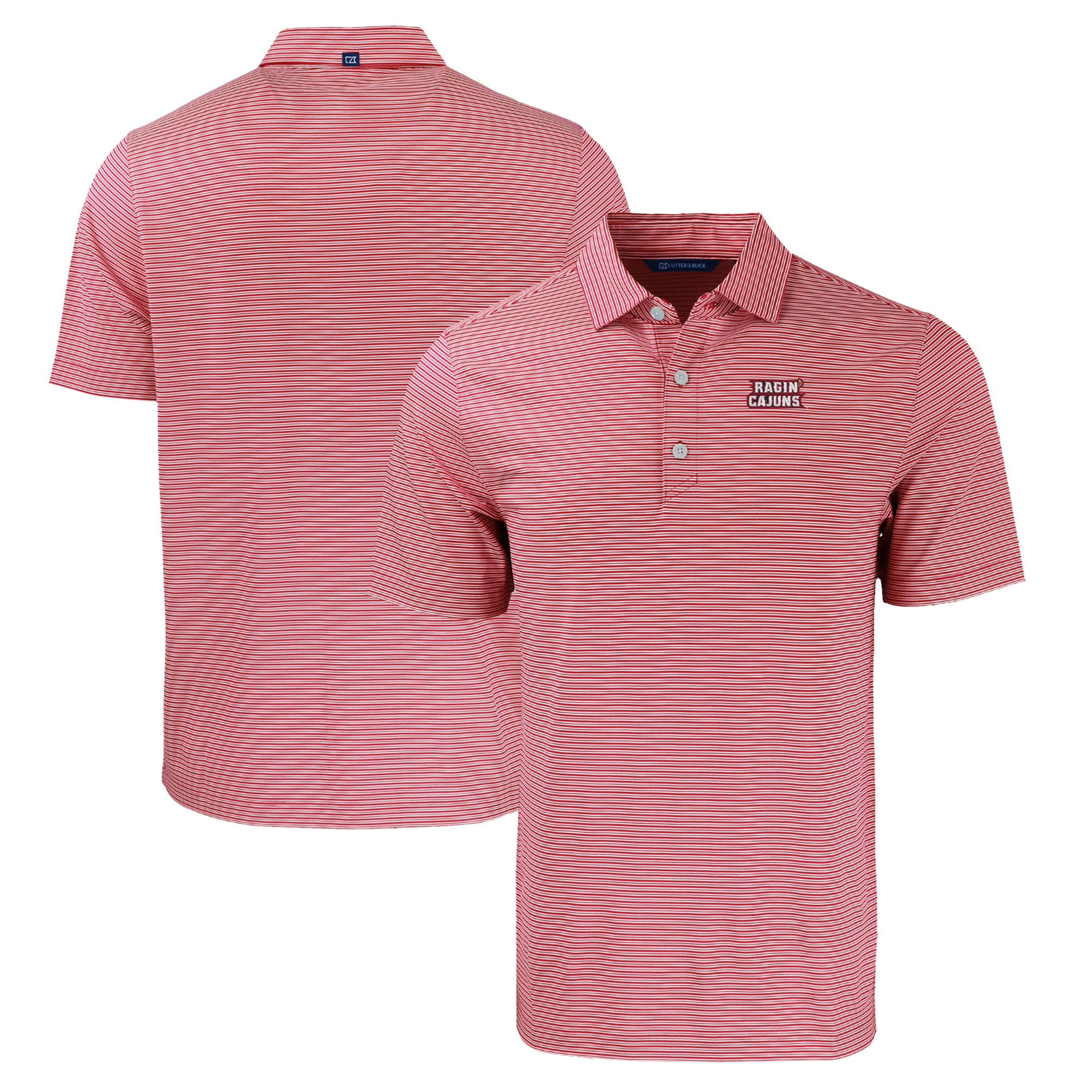 Men's Cutter & Buck Cardinal Louisiana Ragin' Cajuns Forge Eco Double Stripe Stretch Recycled Polo