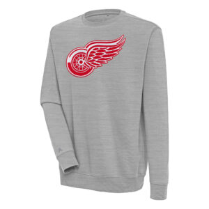 Men's Antigua  Heather Gray Detroit Red Wings Victory Pullover Sweatshirt