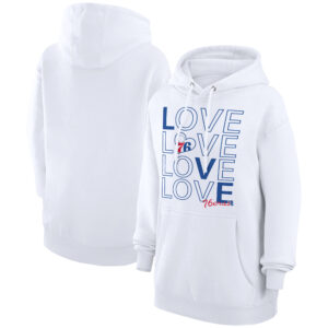 Women's G-III 4Her by Carl Banks  White Philadelphia 76ers Basketball Love Fleece Pullover Hoodie