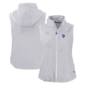 Women's Cutter & Buck  Gray Los Angeles Rams Throwback Charter Eco Full-Zip Vest