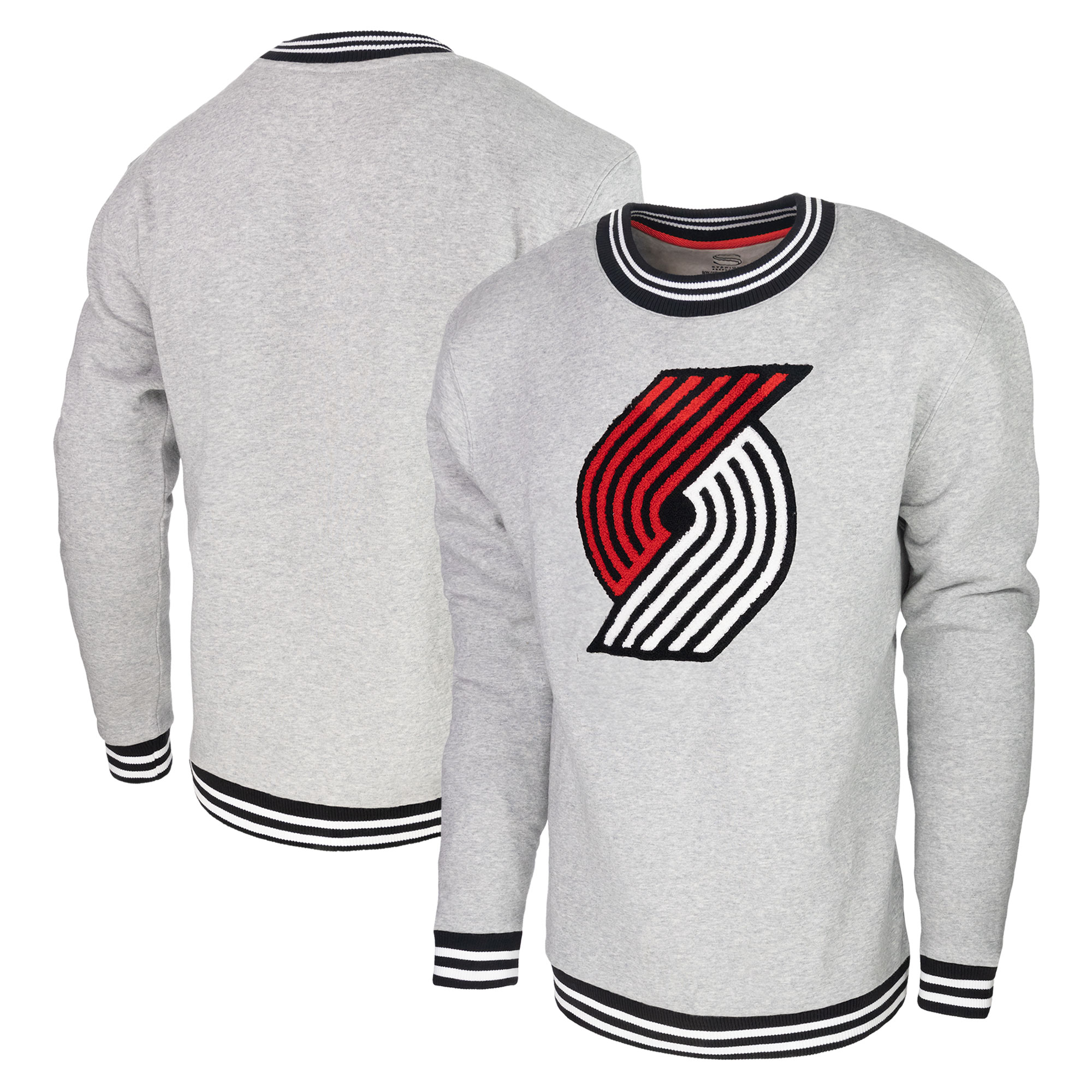 Men's Stadium Essentials Heather Gray Portland Trail Blazers Club Level Pullover Sweatshirt - Image 5