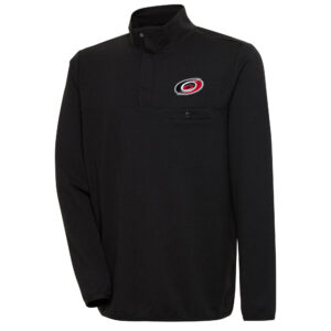 Men's Antigua  Black Carolina Hurricanes Streamer Quarter-Snap Pullover Jacket