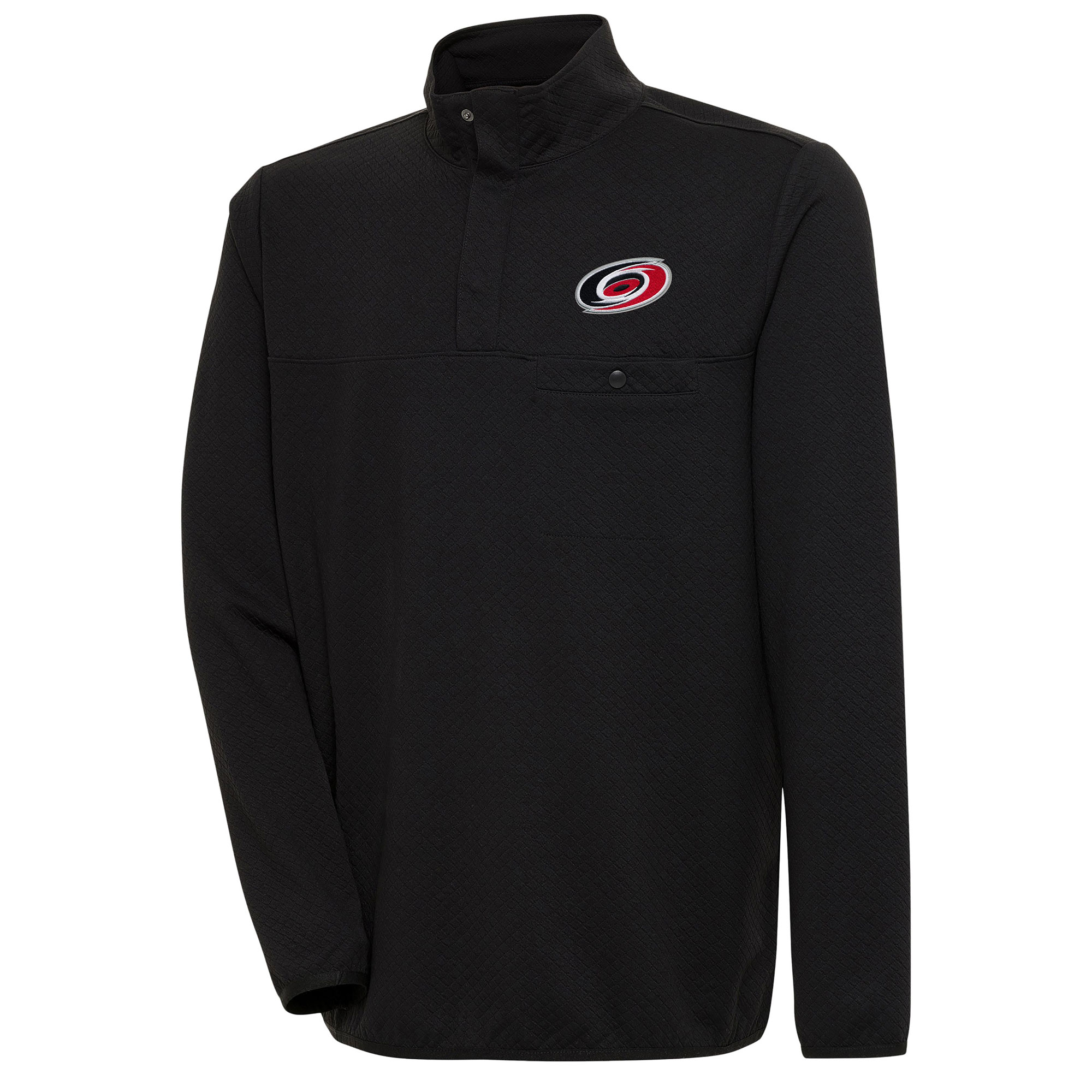 Men's Antigua Black Carolina Hurricanes Streamer Quarter-Snap Pullover Jacket