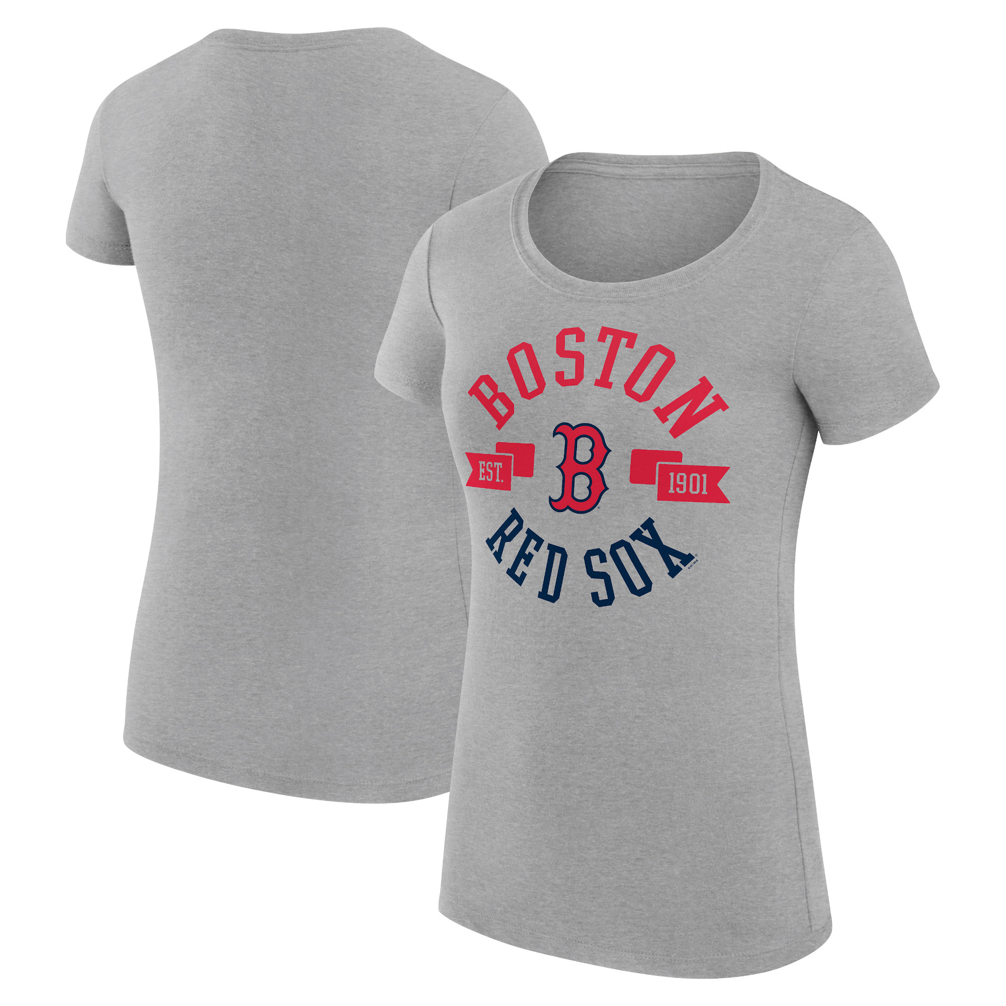 Women's G-III 4Her by Carl Banks Heather Gray Boston Red Sox City Graphic Fitted T-Shirt
