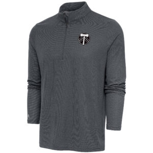 Men's Antigua  Heather Charcoal Portland Timbers Brushed Metallic Epic Quarter-Zip Top